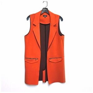 TOPSHOP Orange Sleeveless Blazer/Vest | Longline Waistcoat | Structured | Size 4
